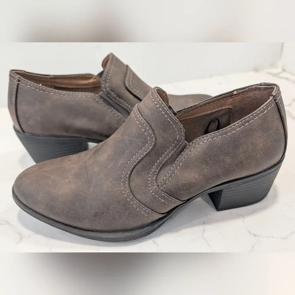 Euro Soft By Sofft Boots Short  Bootie Alena Women Sz 8M Brown Vegan Block Heel